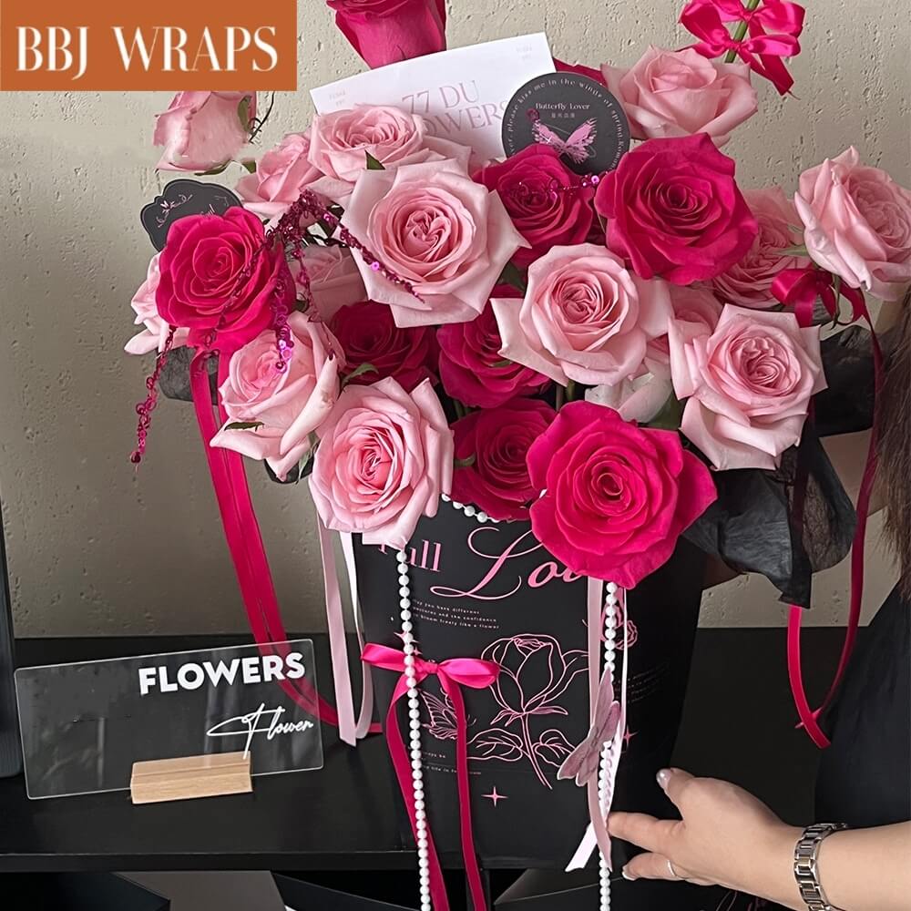 Romantic Flower Bouquet Hug Bag, 5.9 x 11.8 x 11.8 Inches – 1 Count