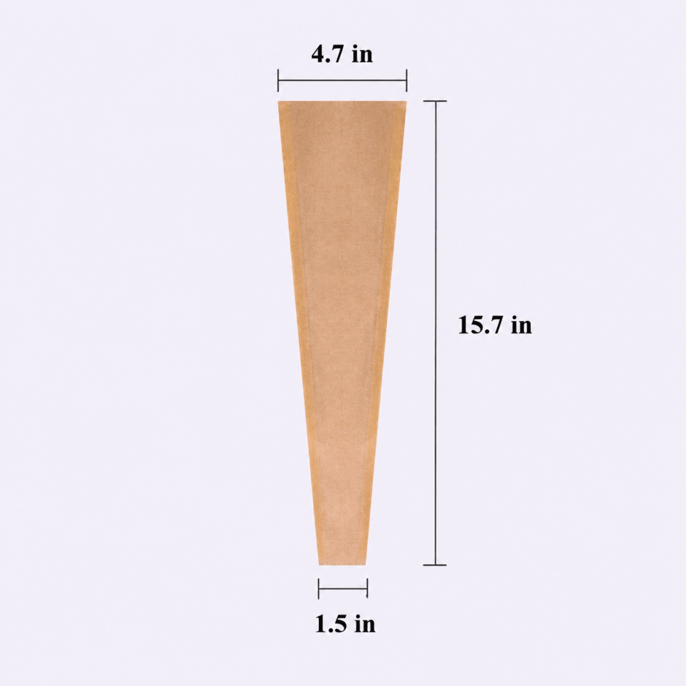 Brown Cellophane Plastic Single Rose Packaging Bag Sleeve -50 Counts