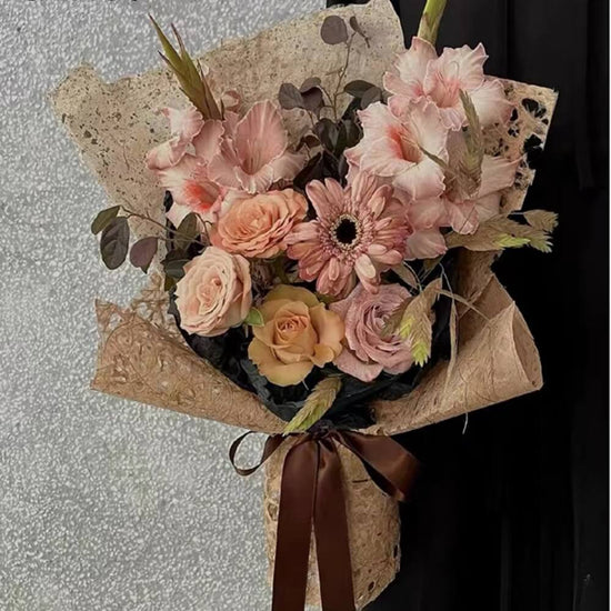 Flower Wrapping Paper With Gold Line Bouquet Paper Waterproof Sheets For Florist