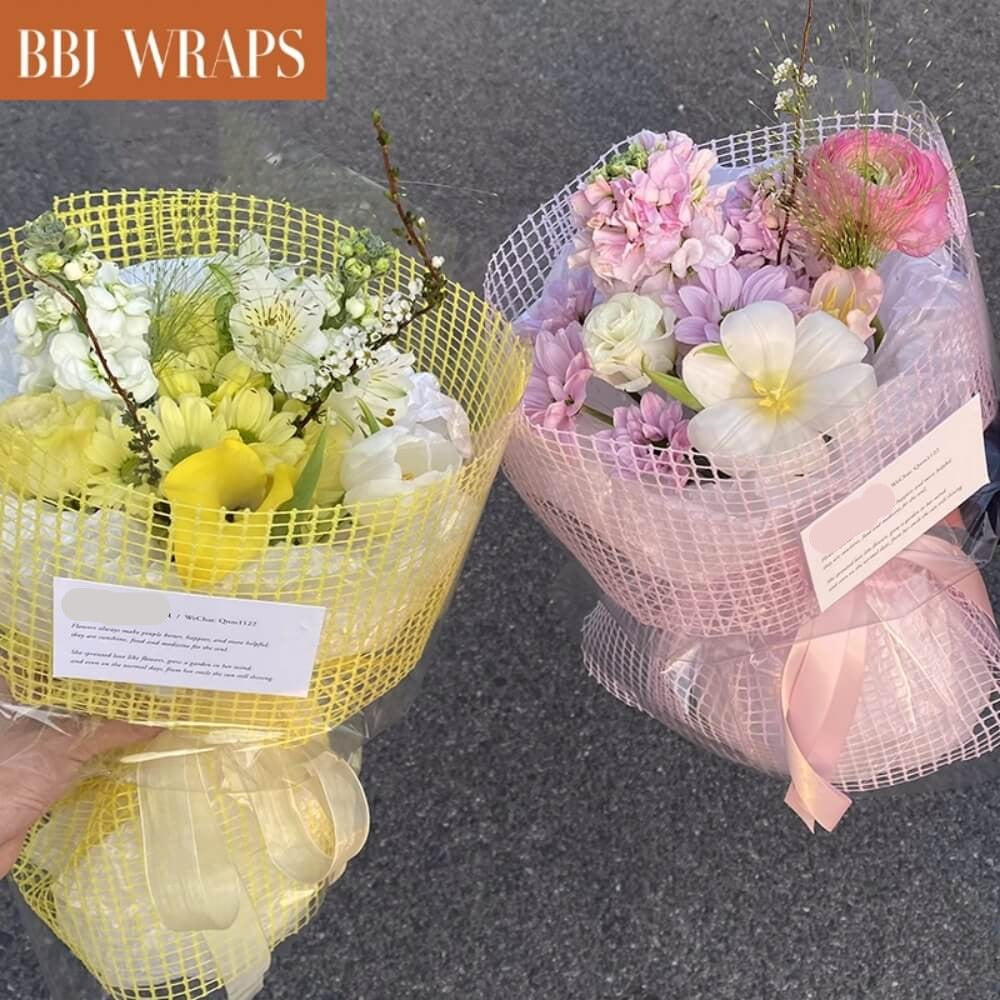 Netting Rapping Paper Hollow Grid Mesh Floral Bouquet Wrapping Netting Paper, 19.7 Inches x ...