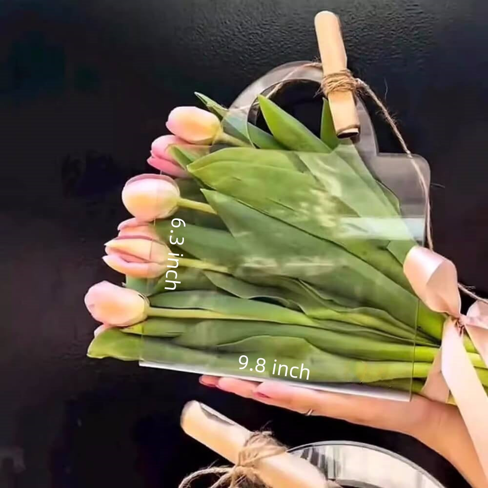 PET Eco-friendly High-Clarity Gift Flower Packaging Bags - 5 Counts