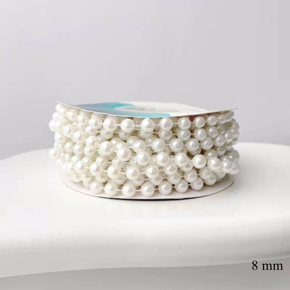 Pearl String Chain for Flower Wrapping Decorative Ribbon and Crafts, 10.9 Yard