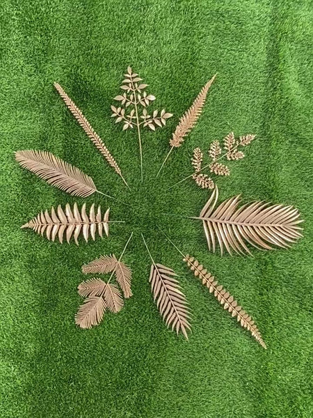 Artificial Christmas Gold Leaf Branches Picks for New Year's Floral Arrangements and Wedding Decor, 10 Pcs