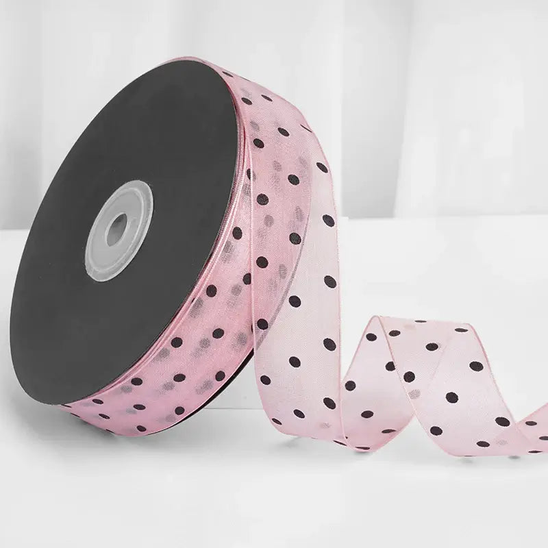 Polka dot ribbon Organza Gift Ribbon, 1 inch*49 yard, 1 Roll