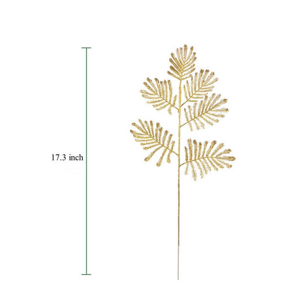 Artificial Christmas Gold Leaf Branches Picks for New Year's Floral Arrangements and Wedding Decor, 10 Pcs