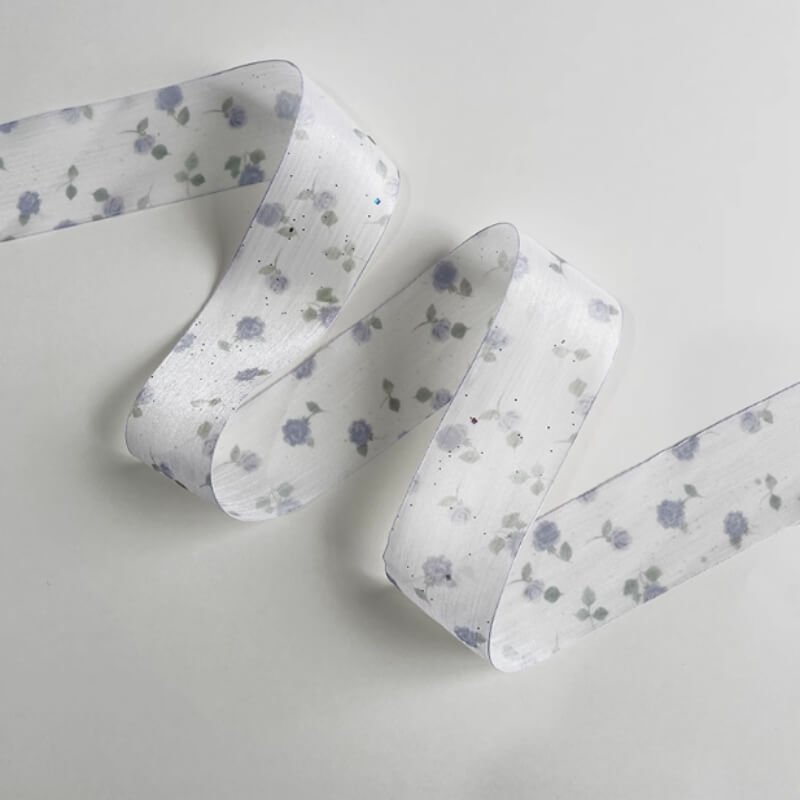Silver Glitter Flower Ribbon for Bouquet Wrapping, Gift Packaging, Wedding Decor, Florist Supplies, 2 Inch x 10 Yard - 1 Roll