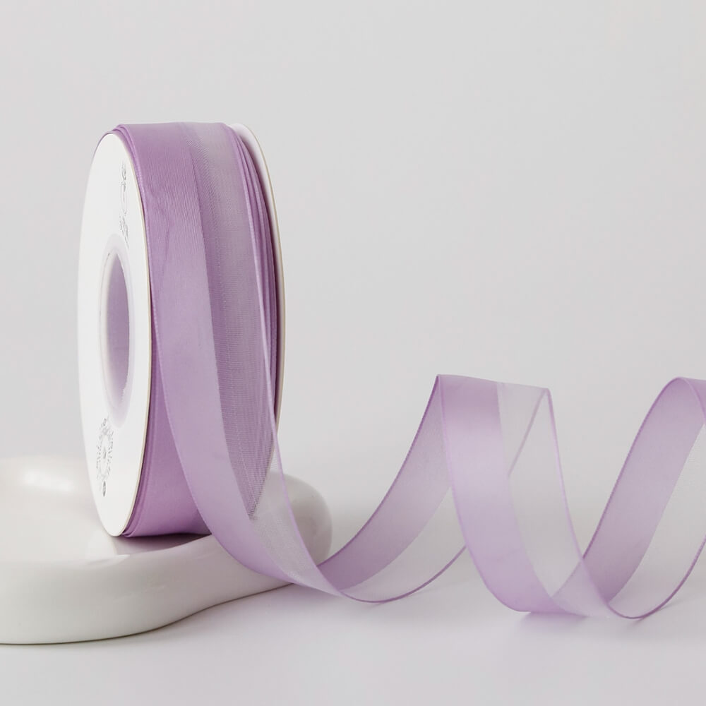 Half Satin Half Gauze Ribbon Flower Packaging Ribbon for Craft Supplies, 1 Inch × 50 Yards - 1 Roll