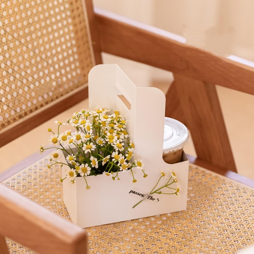 Kraft Paper Coffee Drinks Take Out Boxes Flower Bags for Bouquet