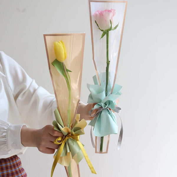 Single Rose Bundle Packaging Bag Flower Bag 20Pcs, Korean Wrapping