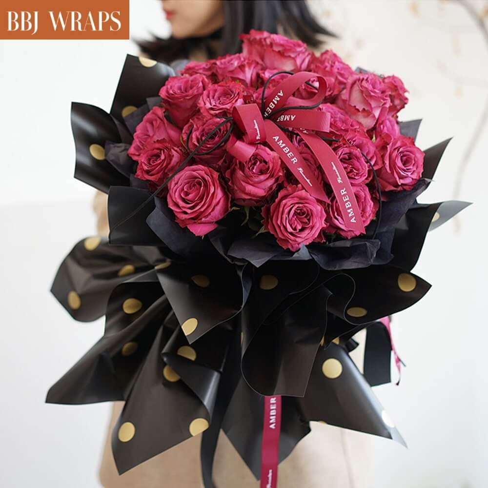 Flral Wrapper Polka Dots Waterproof Floral Paper Wrap Florist Packaging|BBJ WRAPS