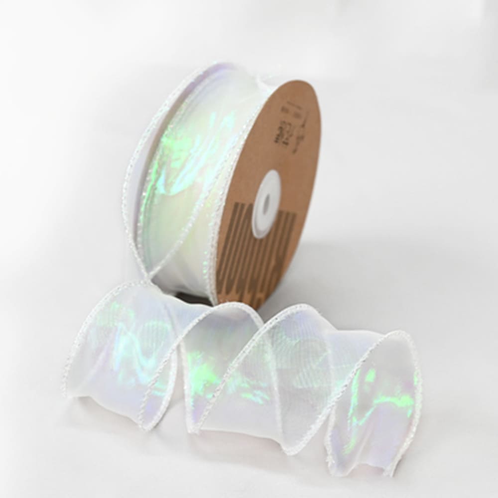 Luxury Iridescent Fishtail Yarn Gift Organza Floral Ribbons, 1.6 (W) Inch x 10 Yards