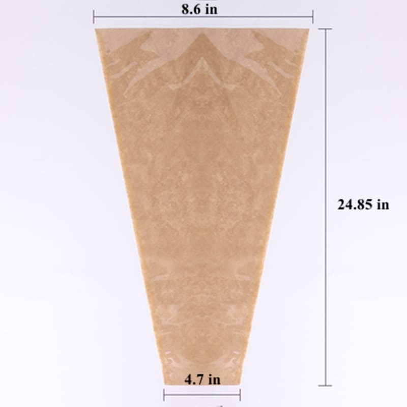 Brown Cellophane Plastic Single Rose Packaging Bag Sleeve -50 Counts