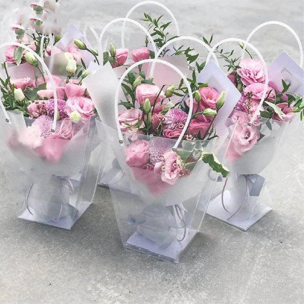 Clear Flower Bouquet Bags with Handle, 5 Pcs