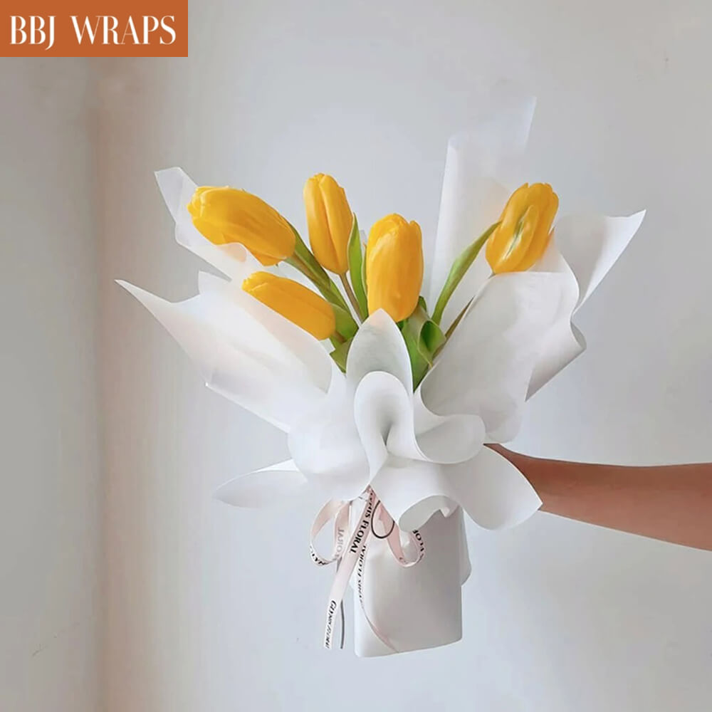 Flower Wrapping Paper, 30ft Bouquet Waterproof Packaging Cotton, Beige