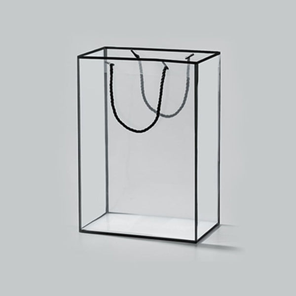 Korean Clear Floral Gift Bags With Handles, 9.7x6x14Inch - 5 Counts