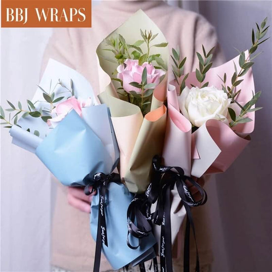 Bbj Wraps Korean Style Flower Wrapping Paper Floral Bouquet Gift Packaging Supplies Multi Colors 20 Counts (Black)