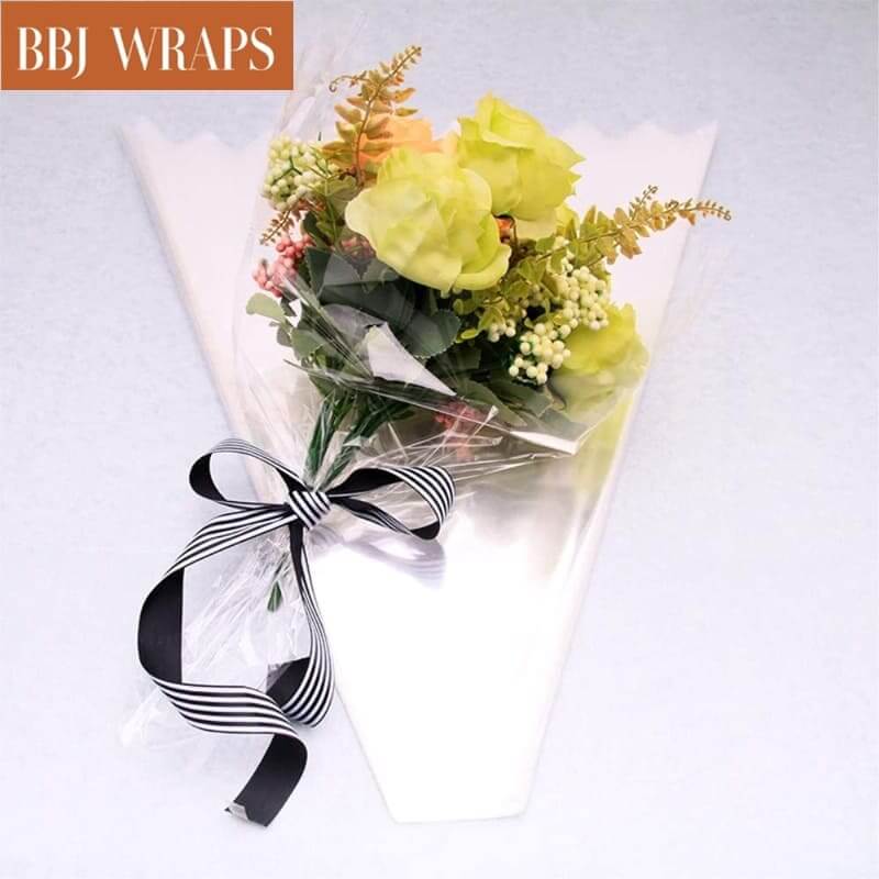 BBJ WRAPS Korean Style Flower Wrapping Paper Floral Bouquet Gift Packaging  Supplies Multi Colors 20 Counts (Black)