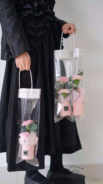 Korean Clear Plastic Flower Bags With Handles
