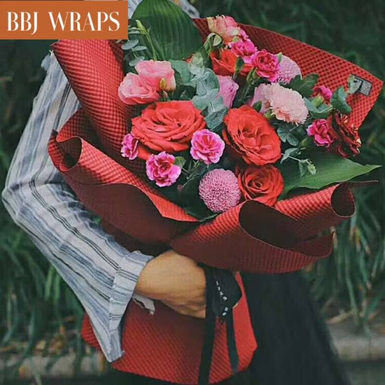 BEISHIDA 20 PCS Red Floral Wrap Matte Floral Wrapping Paper Flower Bouquet  Wrapping Paper Waterproof Wrap Craft Wrapping Paper for Bouquet Florist
