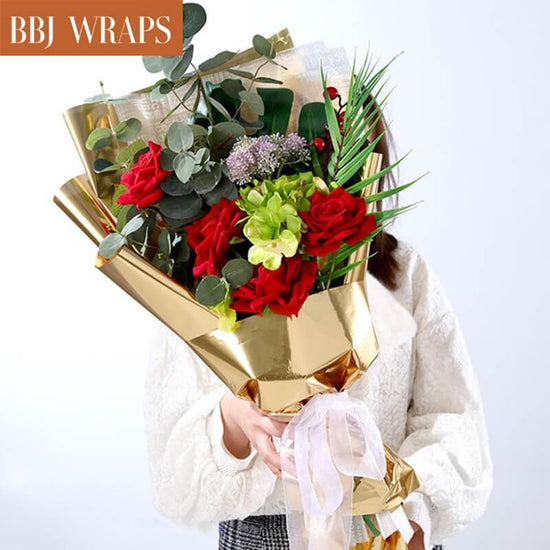 BBJ WRAPS Translucent Waterproof Flower Wrapping Paper Florist Bouquet  Packaging 20 Sheets 23.6x23.6 Inch (Black)