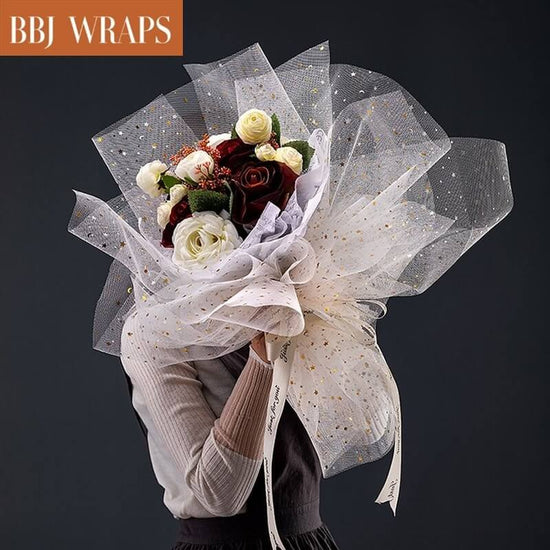 Korean Style Pearl Wave Yarn Flower Wrapping Paper Bouquet Material Floral  Pleated Lace Wrapped Flower Mesh Rose Gauze