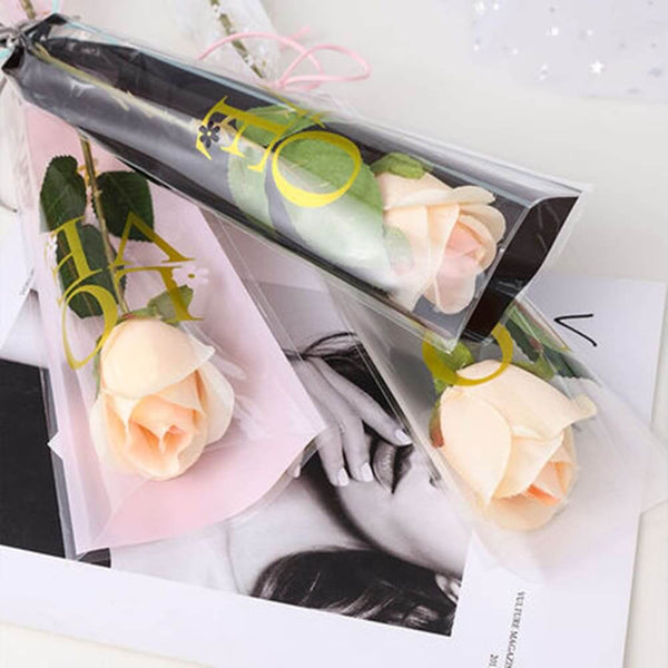LOVE Single Rose Sleeves Transparent Flower Bags|BBJ Wraps – BBJ WRAPS