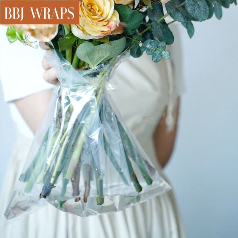 Thick Plastic Water Retaining Bag for Flower Bouquet, 11.5*9.8 Inch