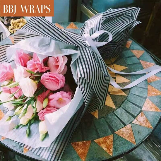 BBJ WRAPS Frosted Flower Wrapping Paper White Lines Gift  Packaging Florist Bouquet Supplies 20 Counts (White) : Arts, Crafts & Sewing