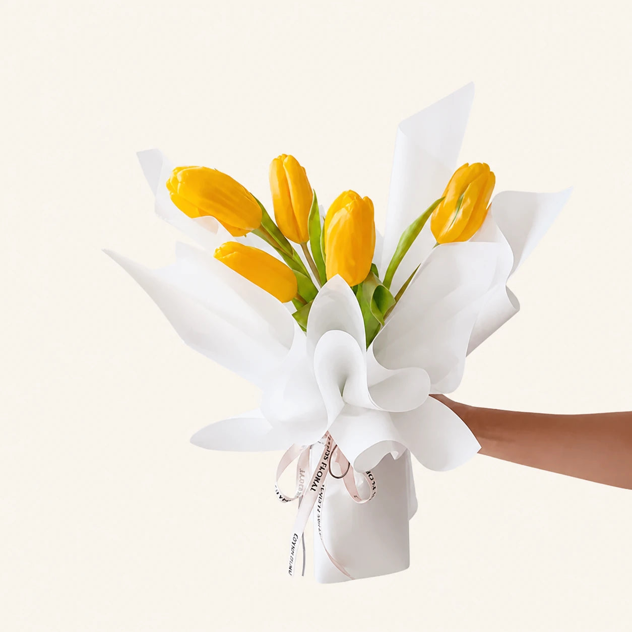 White tissue wrapping paper bouquet
